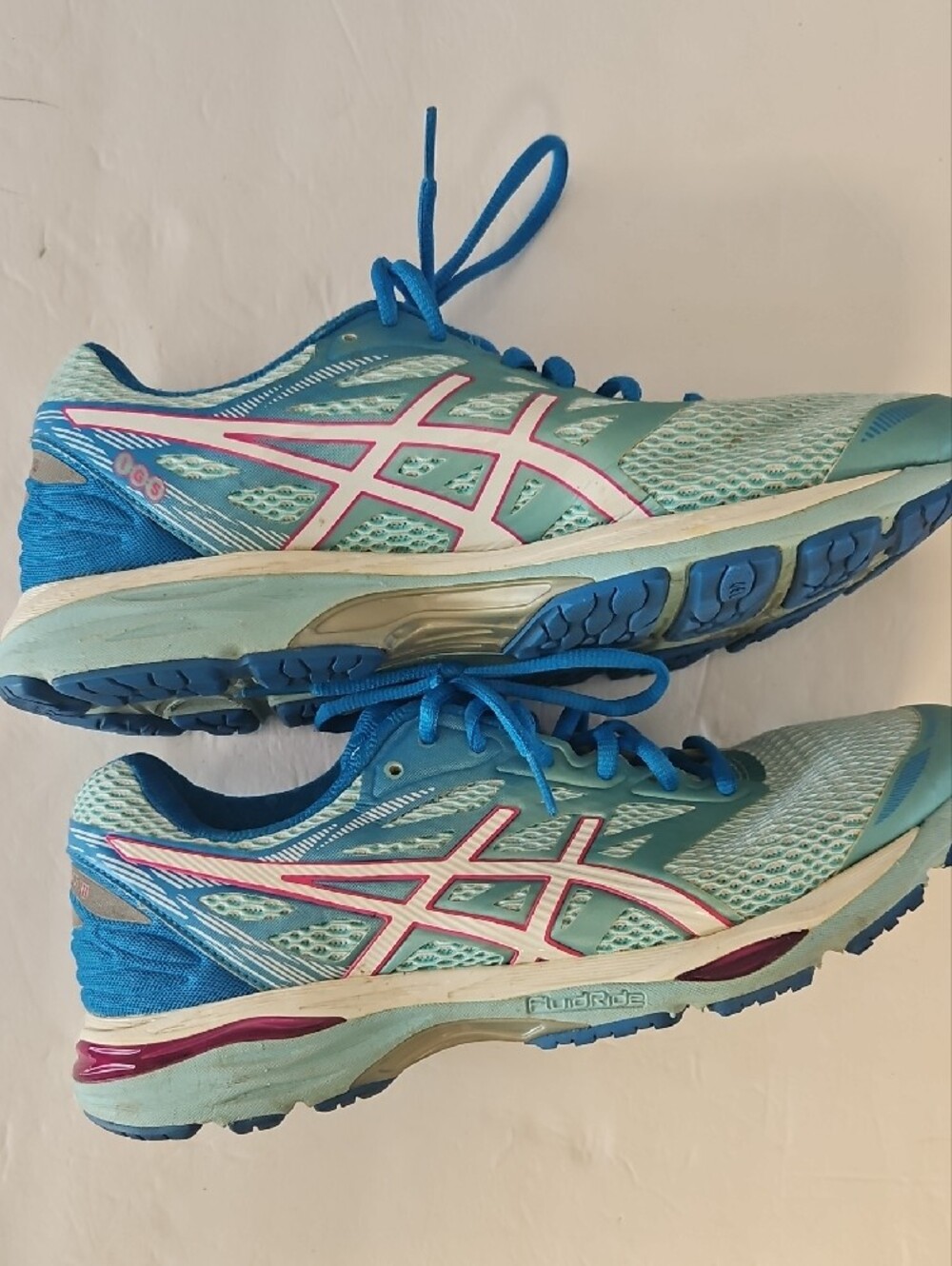 Asics Turquoise Blue Athletic Running Shoes with Pink Accents - Picture 5 of 10